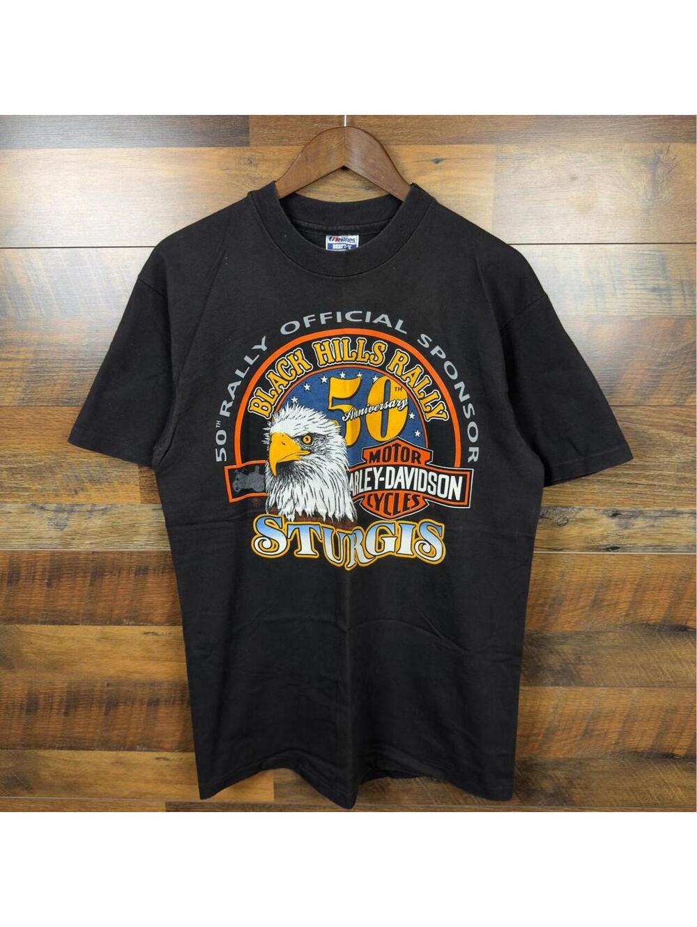 Vintage 90s Harley Davidson Sturgis Black Hills Rally T-Shirt Large Hanes Beefy